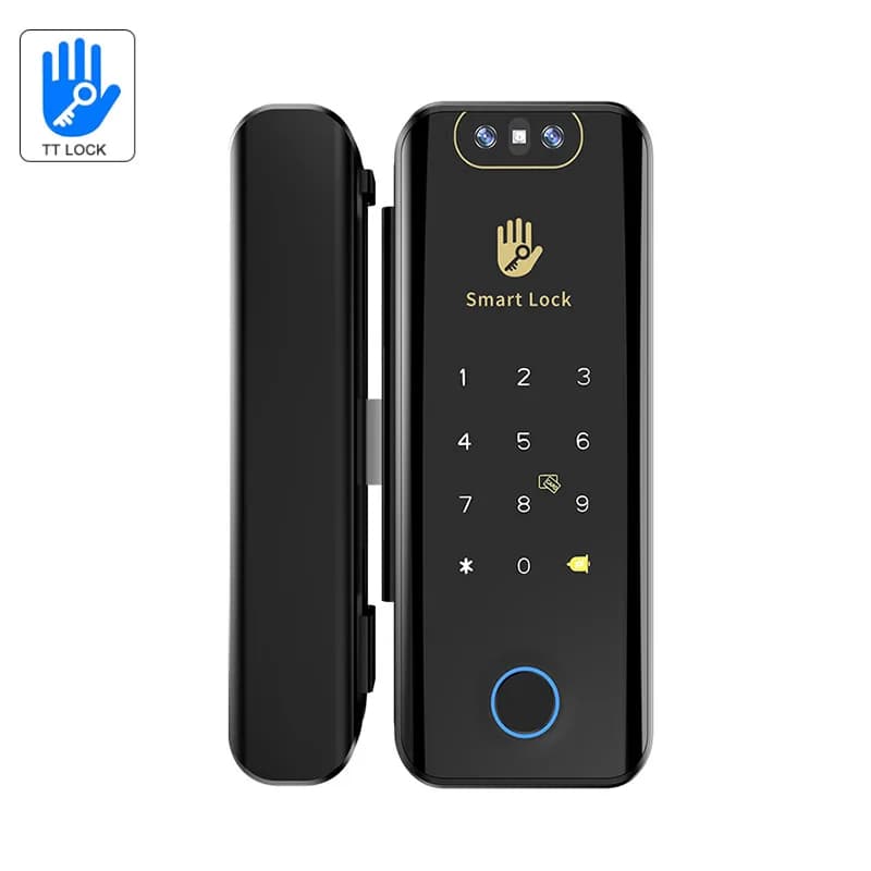 Serratura con riconoscimento facciale TTLock Serratura per porta in vetro intelligente color ottone Serratura Ttlock Telecomando con fotocamera per ufficio