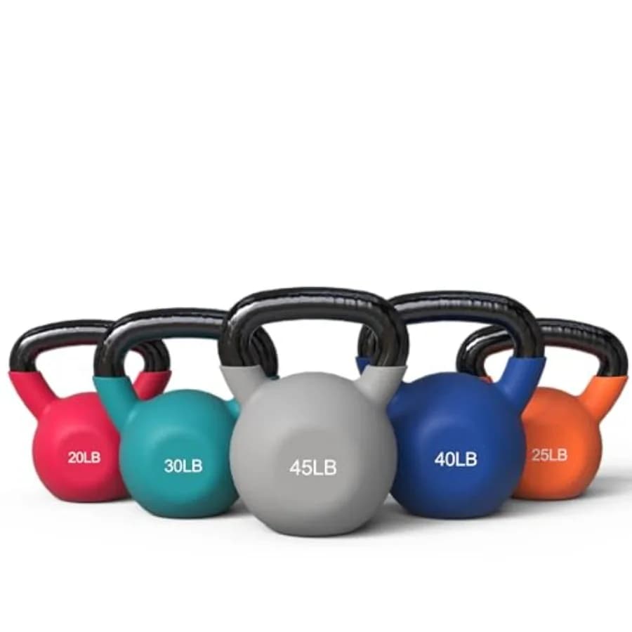 Set of Kettlebell in Ghisa Covered in Neoprene from 5-30 Books, Solid Weights with Handle Larga and Base in Different Colors