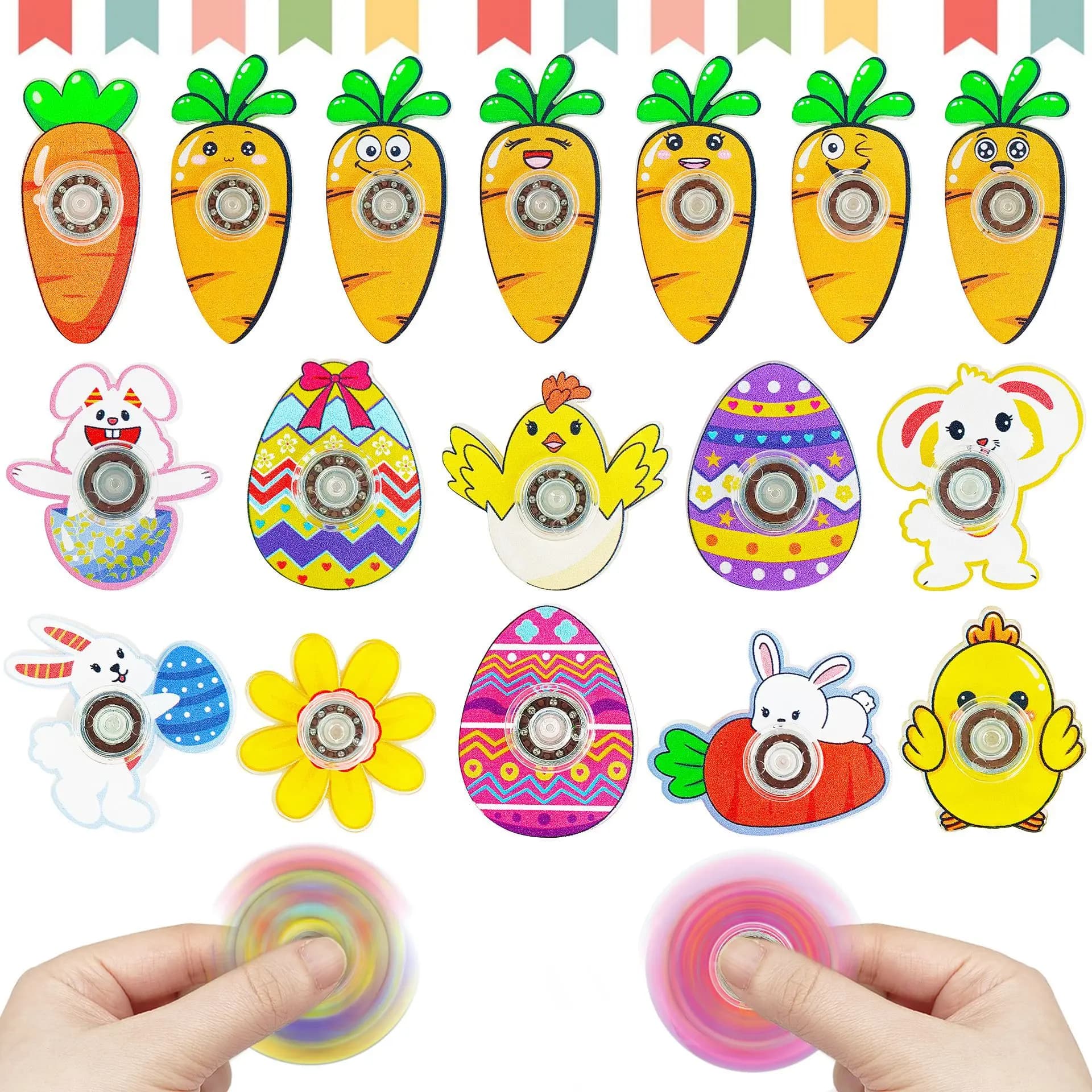 12-36 pezzi creativi serie pasquale Fidget Spinner Cartoon Rabbit Carota Finger Spinner