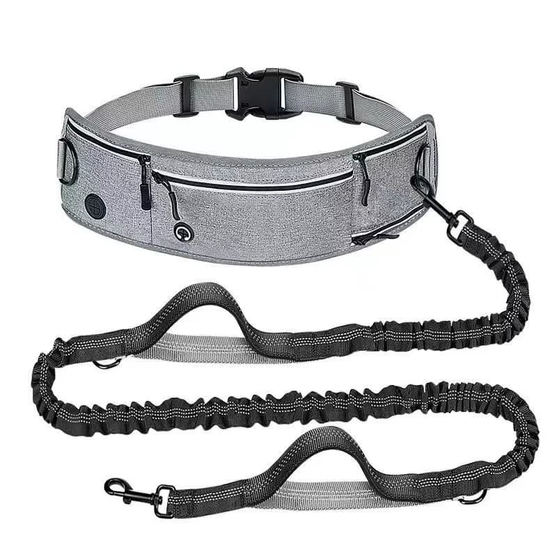 Nuovo Guinzaglio da Corsa per Cani da Indossare in Vita con Cerniera, Marsupio Riflettente per Passeggiate con Cani, Maniglie Doppie Imbottite