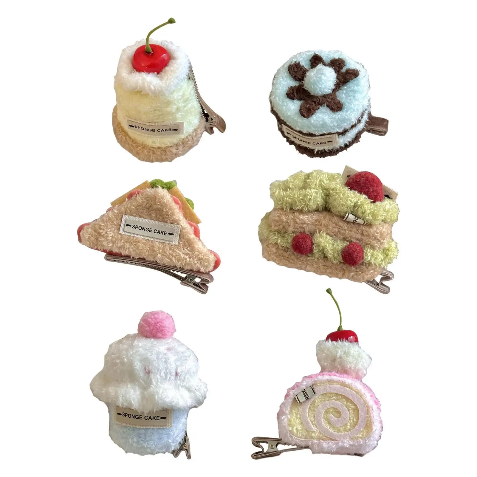 Cute Hair Clip Cake Shape Creative Hair Accessories Decorative Ornament Plush Dessert Clip Hair Barrettes for Party Women Girls