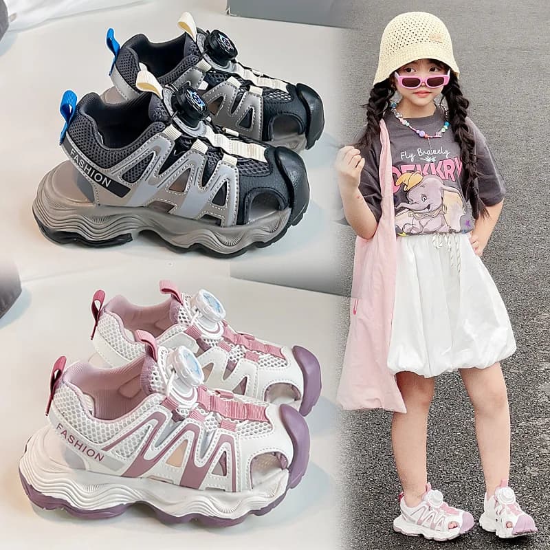 Summer Breathable Kids Sports Shoes Lightweight Non-Slip Running Sneakers with Soft Stable Support for Outdoor Casual Wear
