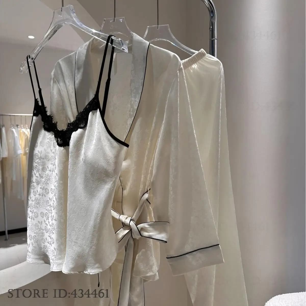 Elegante pigiama francese 3 pezzi set squisito jacquard cardigan a maniche lunghe Cami pantaloni abiti primavera estate indumenti da notte homewear