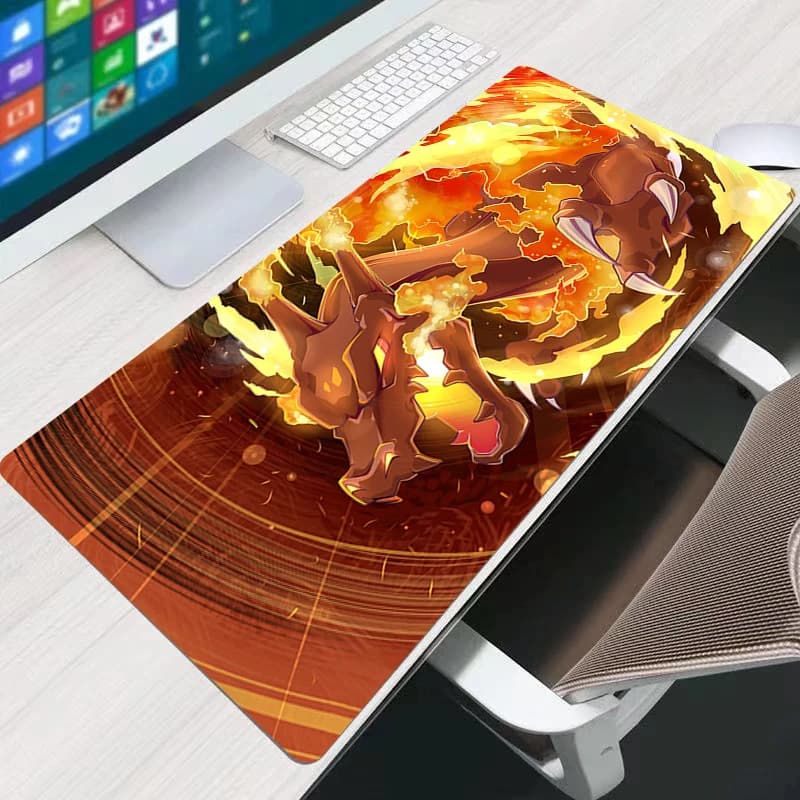 Tappetino per mouse Pokemon Charizard 90x40 cm Gamer Tappetino per mouse in gomma per computer portatile di grandi dimensioni Accessori da gioco Tappetino per tastiera