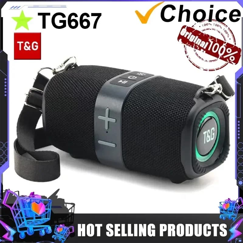 TG667 Portable Bluetooth Speaker with Outdoor Shoulder LED Light Small and high appearance level compatible with USB/AUX/TF/FM