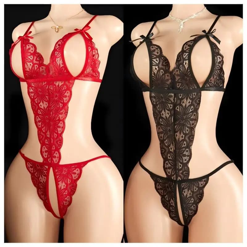 Set Lingerie Aperto, Intimo Erotico, Babydoll, Bodystocking, Body a Rete Scavato Senza Entreperni, Abbigliamento Intimo Sexy da Donna