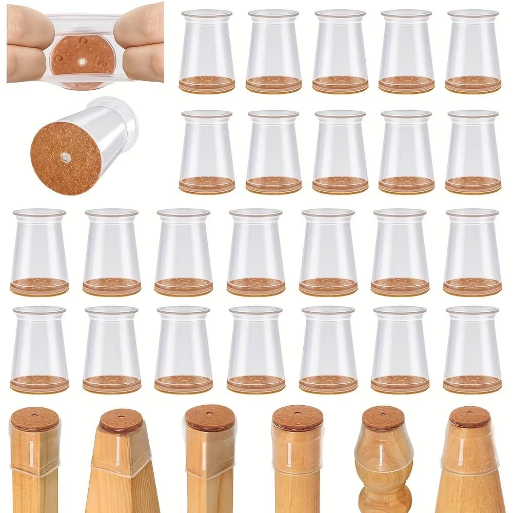 24 pezzi di protezioni per gambe di sedie in silicone con feltro antiscivolo, coperture per mobili per pavimenti in legno, proteggono i pavimenti dai graffi