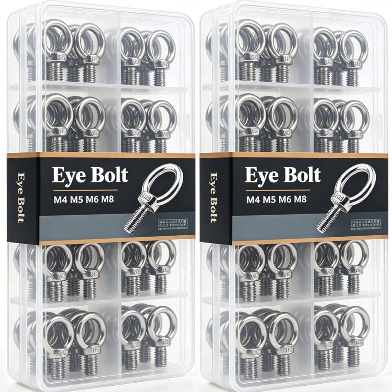 1/10x Stainless Steel Eye Bolt M4 M5 M6 M8 Marine Lifting Eye Screws Ring Fixing Hanging Wire Rope Nut Hardware Accessories