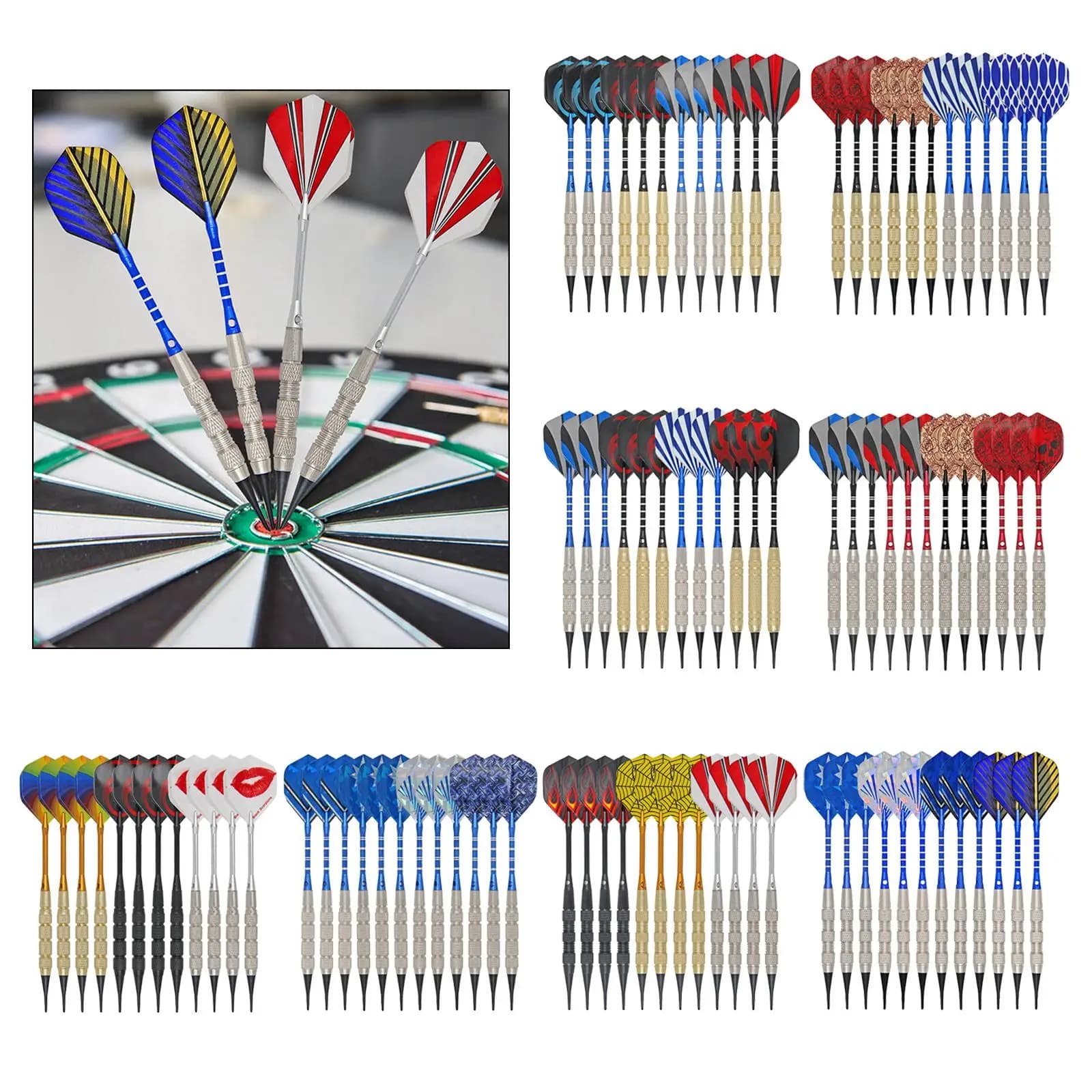 Professional Soft Tip Darts Kit with Flights and Dart Tools for Electronic Game Dartboard Surround Use