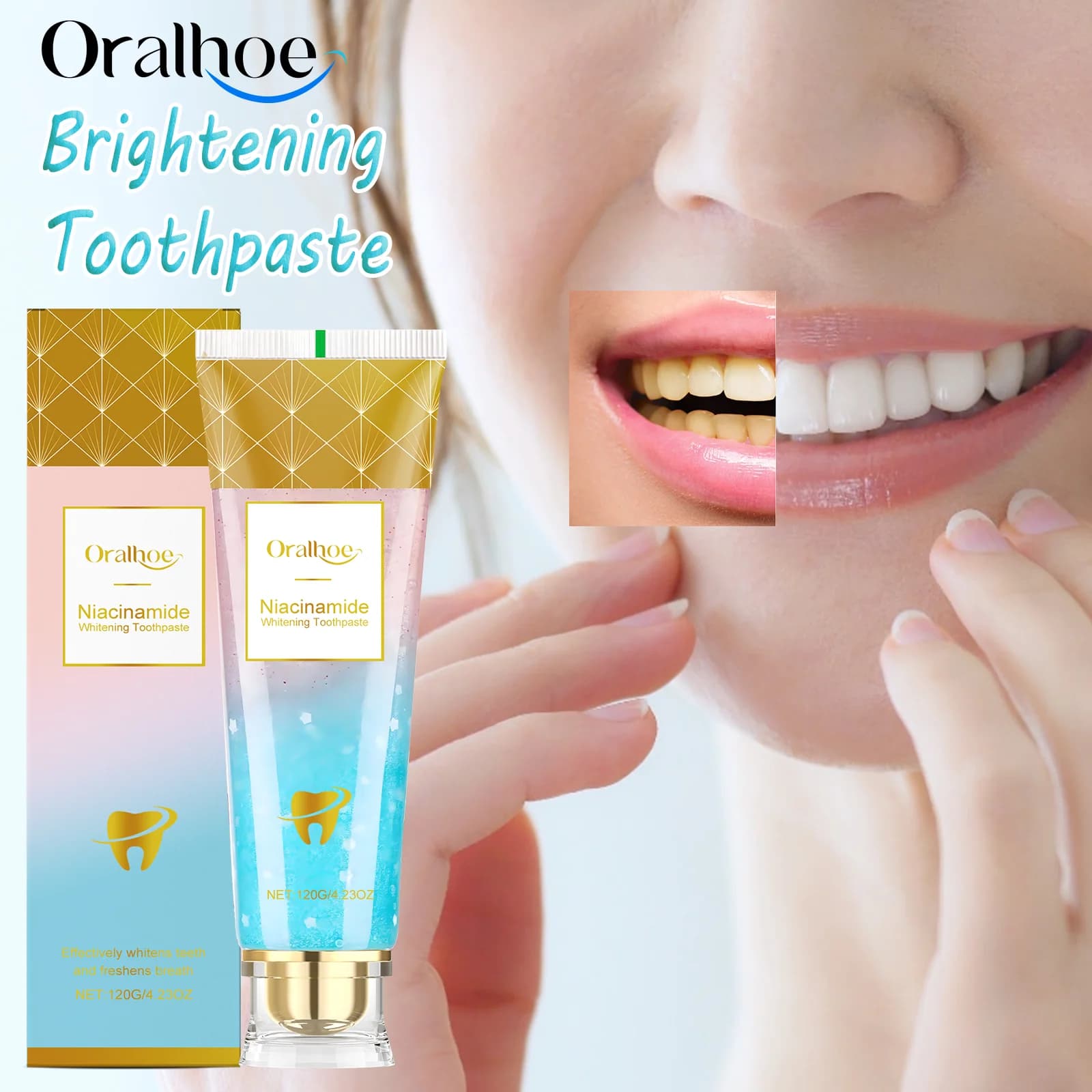 Oralhoe clearing toothpaste for teeth whitening Removing stains Fresh breath Care of the gums Enamel care Daily oral hygiene