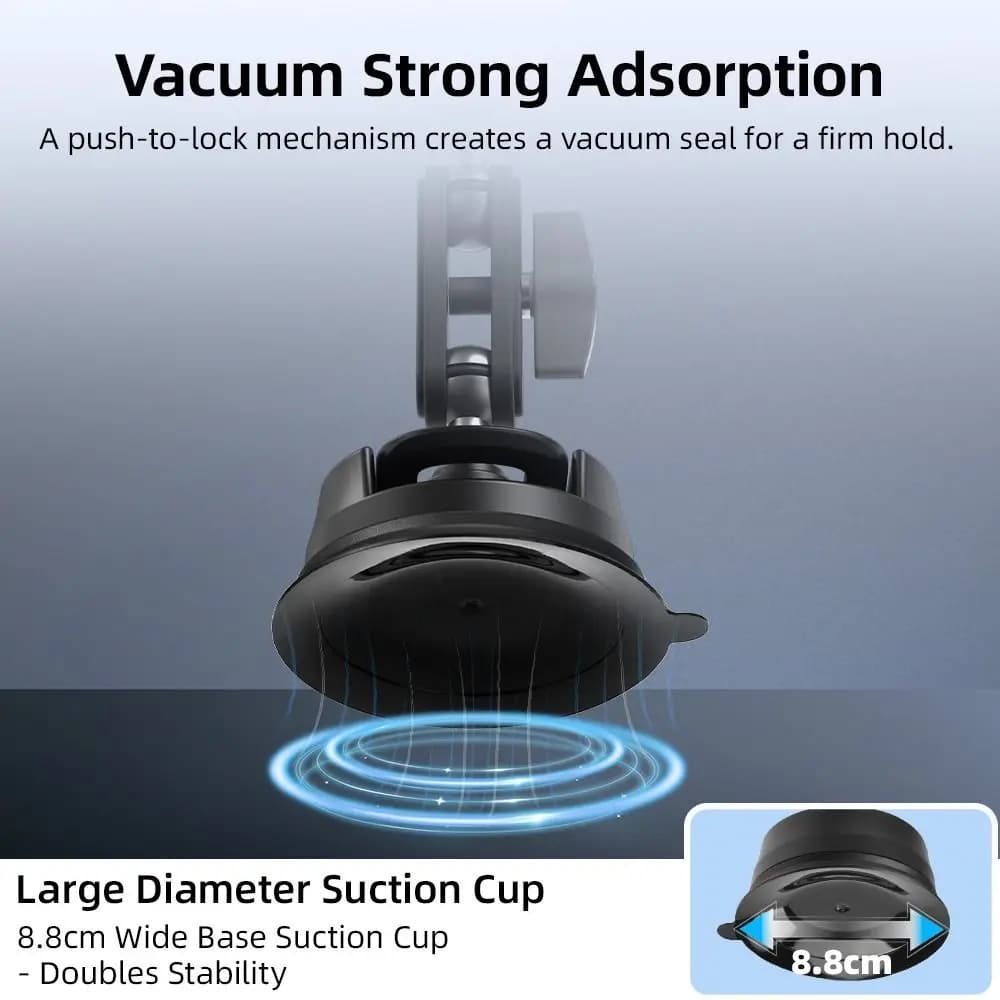 Car windscreen support with suction camera for DJI Osmo 360/Pocket 3/Action 5 Pro/Insta360 X5/Ace Pro/DLSR