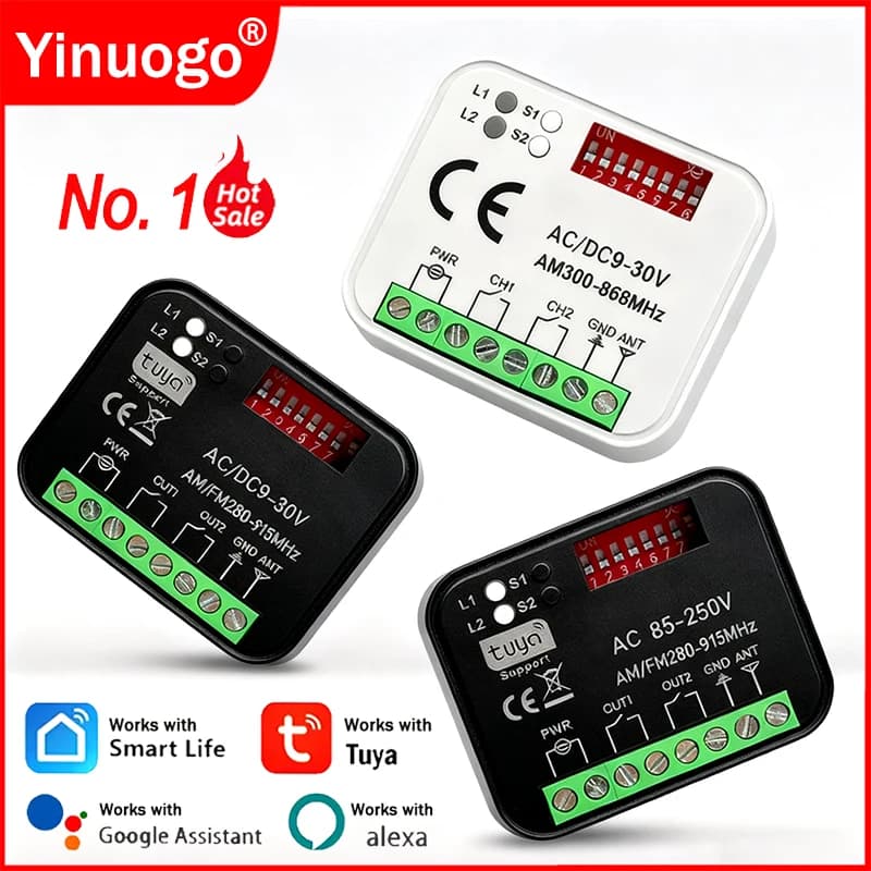 Universale Tuya WiFi Interruttore intelligente Ricevitore Porta Del Garage Ricevitore di Controllo Remoto 300MHz-868MHz 315MHz 433MHz 868MHz 9-30V 85-250V