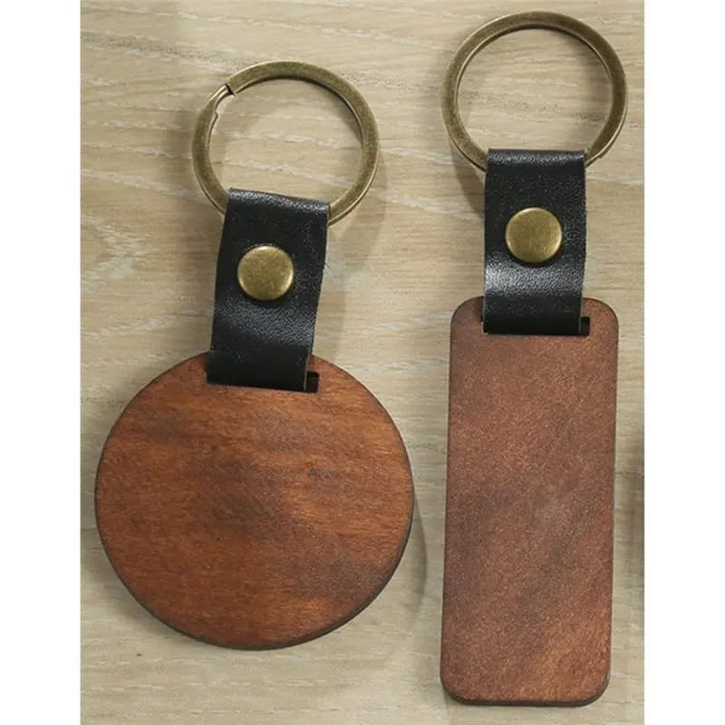 *Grande portachiavi in legno Portachiavi in legno con incisione laser Portachiavi con cinturino in pelle Portachiavi in legno rotondo rettangolare incompiuto