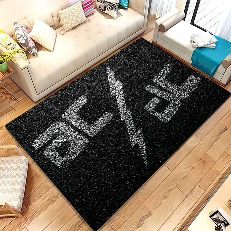 Fashion ACDC Rock Band Sign Catoon Living Room Non-Slip Area Rug Soft Carpet for Bedroom Playroom Sofa,Home Decor Doormat