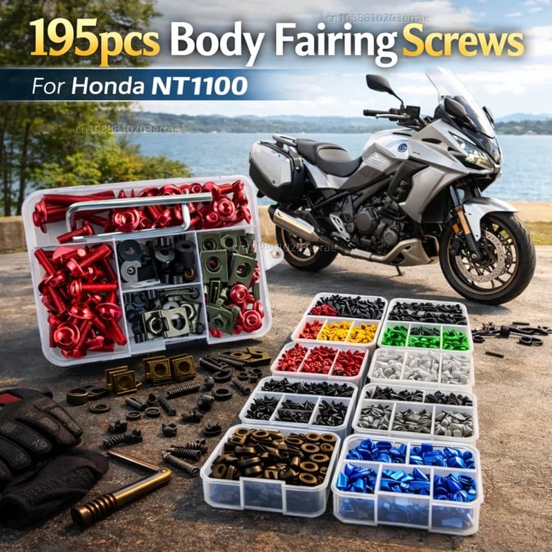 Kit di 195 viti e dadi per carenatura moto Honda NT1100 CB1100X NT 1100 CB 1100 X, set di fissaggi e clip in alluminio CNC