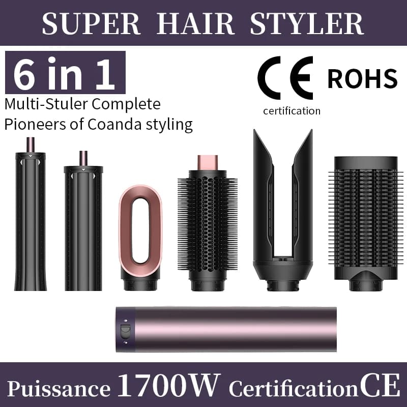 High-Speed Modeling Hair Dryer 6 in 1 Set 150000 RPM Ionic Blow Dryer with Diffuser Fast Drying for Thick Curly Hair Women Gift