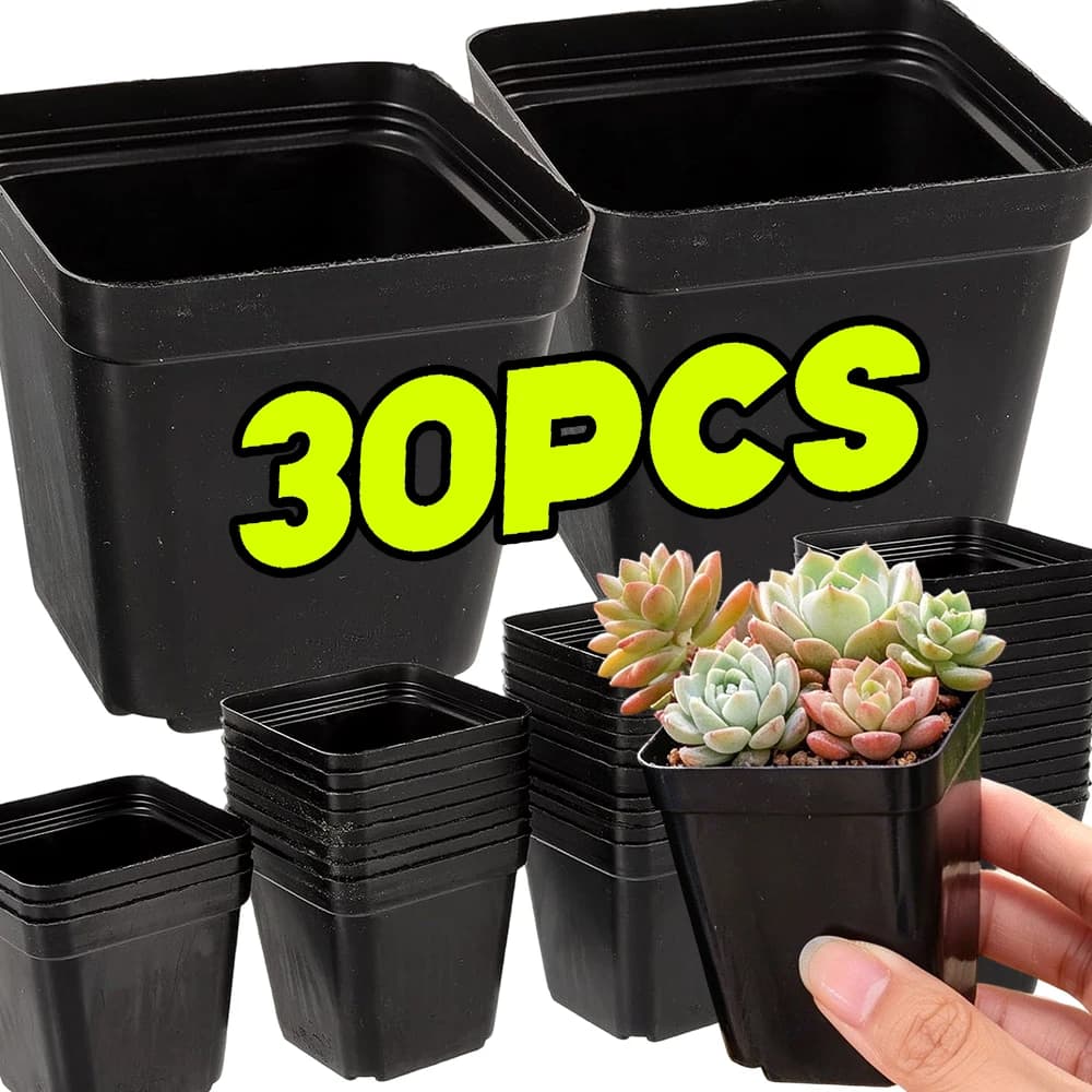 Vasi Quadrati per Semina e Piantumazione, Mini Contenitori Neri Traspiranti per Fiori con Fori di Drenaggio, Vasi da Vivaio per Giardino
