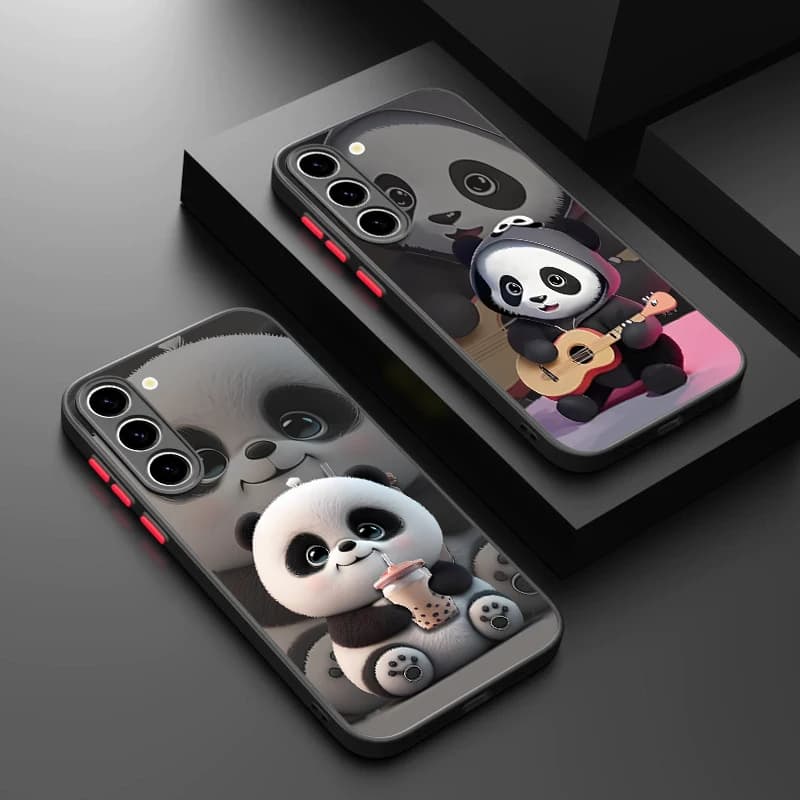 Custodia magnetica per telefono Panda carino per Samsung Galaxy S25 Edge S24 S25 FE S23 S22 Ultra S21 Plus per copertura di ricarica wireless Magsafe