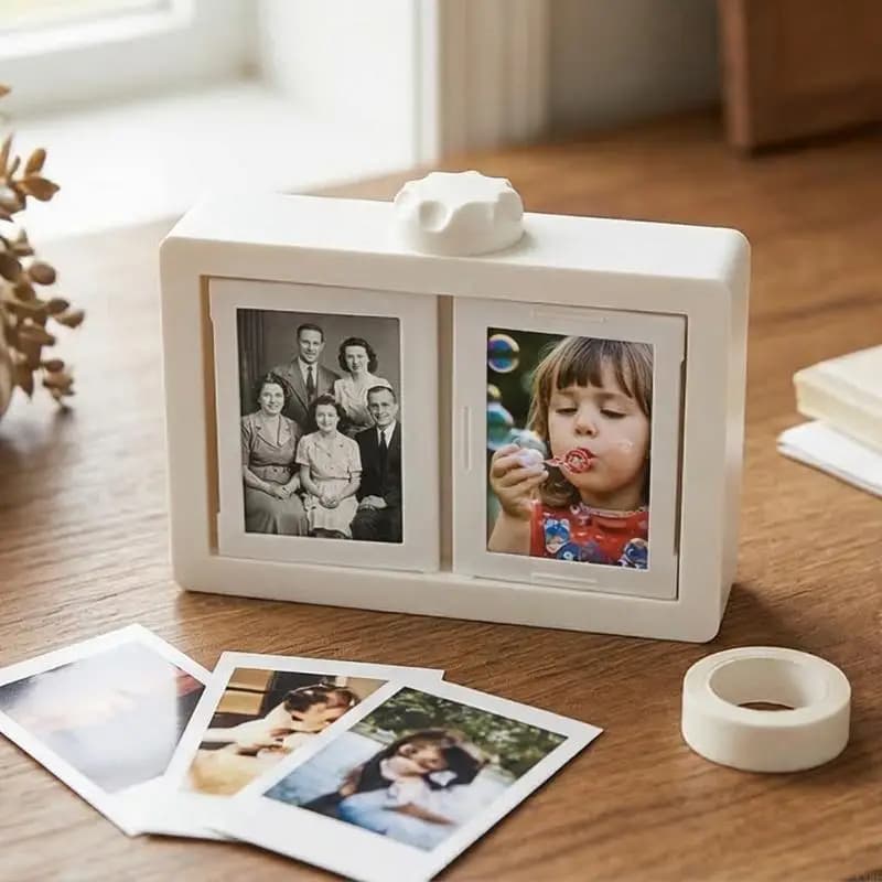 3 inch swivel photo frame with 12 slot plastic photo holder for desktop decoration and KXRE