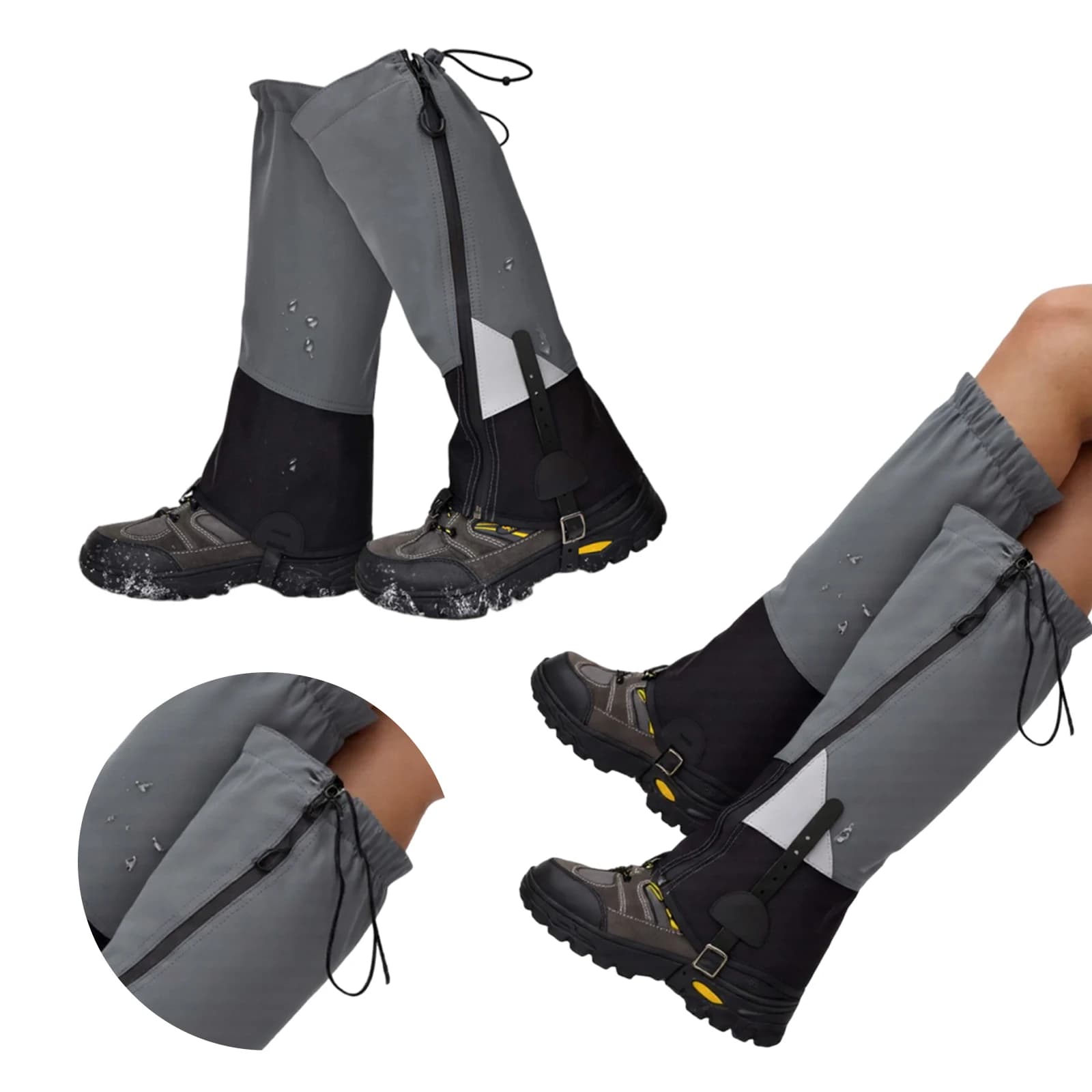 2 Pezzi Ghetre da Escursionismo (Scarpe Non Incluse) con Chiusura a Strappo, Coprigambe Invernali per Neve, per Scarponi e Scarpe da Trekking
