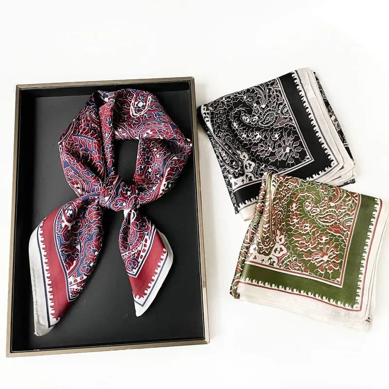 2026 Vintage Paisley Cashew Square Scarf 70 Imitation Silk Scarf European American Fashion Headscarf Neck Scarf Wholesale