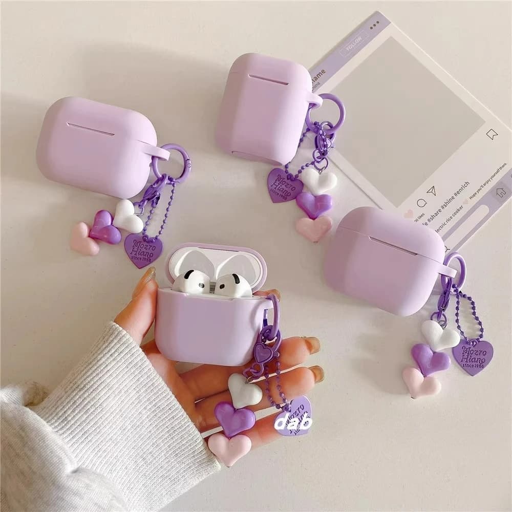 Custodia per cuffie viola in silicone per AirPods Pro2 Custodia protettiva per Airpods 1 2 3 Pro Custodia per auricolari Bluetooth wireless