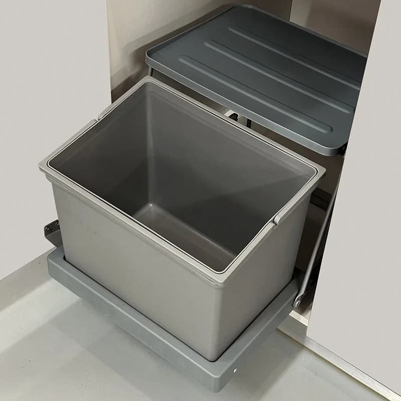 Lavello da cucina, mobiletto con anta, cestino per rifiuti integrato, nascosto nel mobiletto, cestino per rifiuti per cucine strette e poco profonde