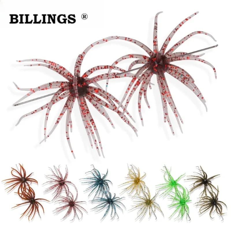 BILLINGS 2PCS 5cm1.7g Highly elastic Lure Floating Sea Urchin Soft Bait Bionic Soft WormTPELure Bait for Sea Fishing