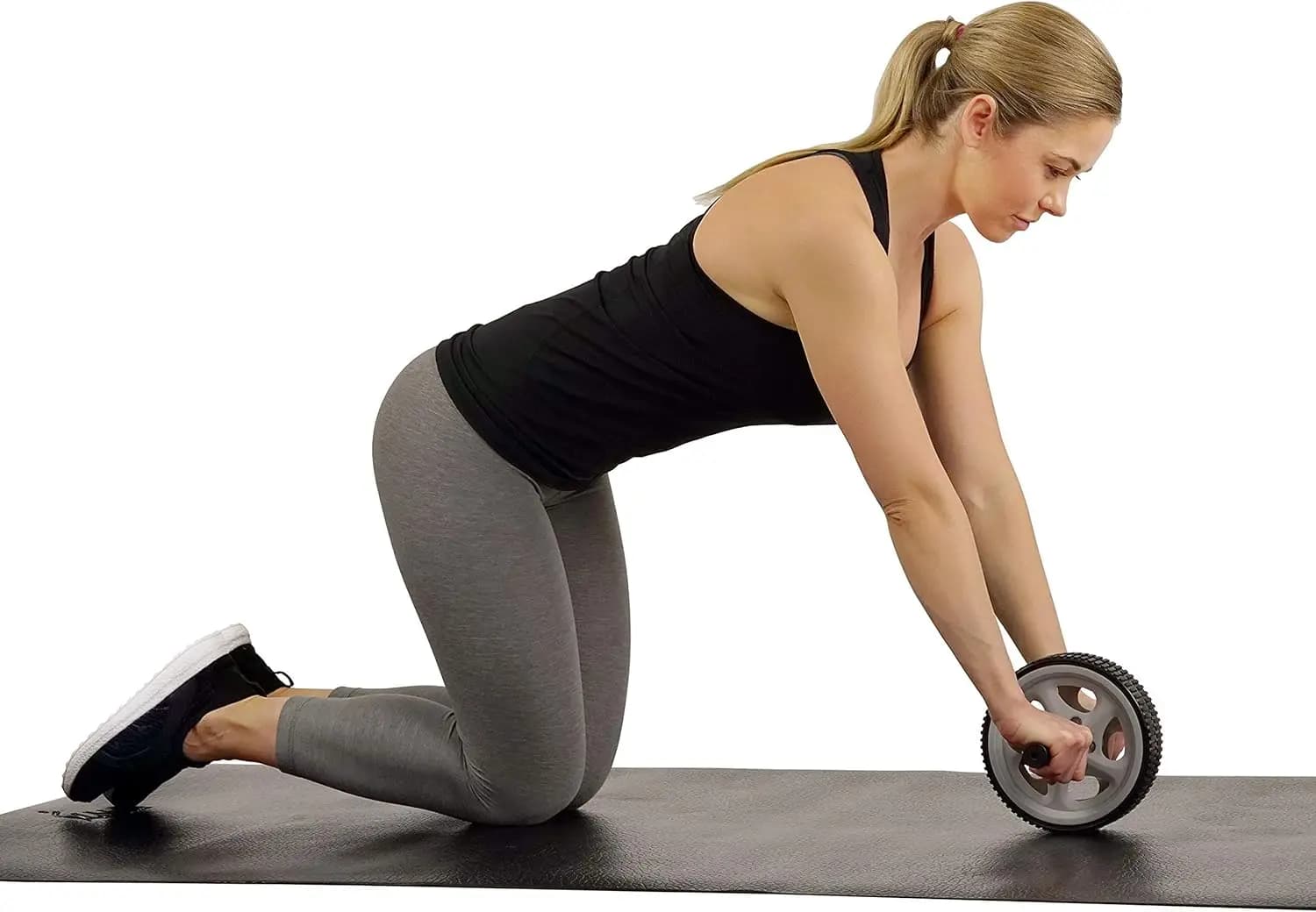 Ab Roller Wheel for Core Strength, Non-Slip Handles, Compact Home Gym Equipment