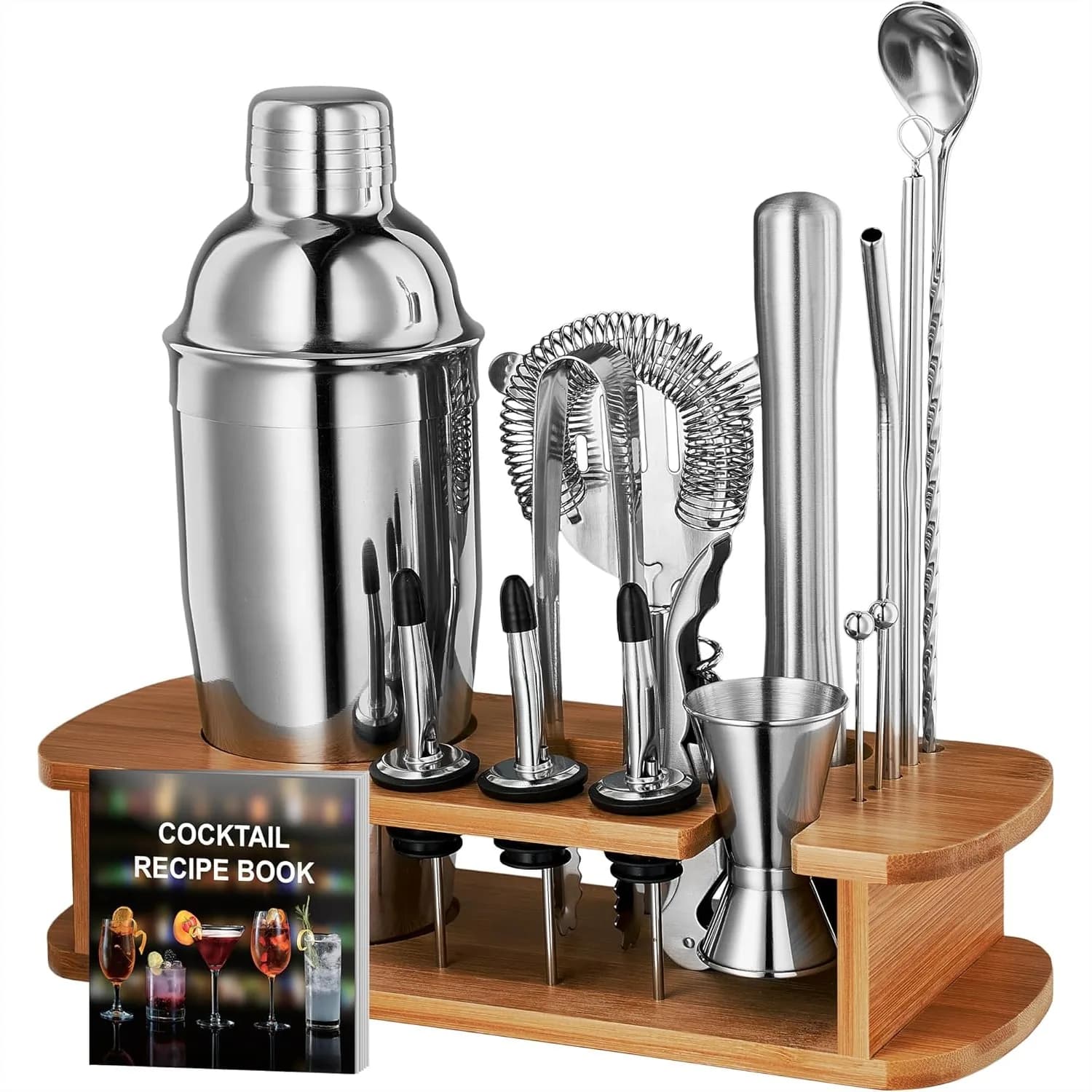 Set da Cocktail in Acciaio Inox 17 Pezzi con Strumenti per Mixology, Accessori per Bar Domestico per Barman