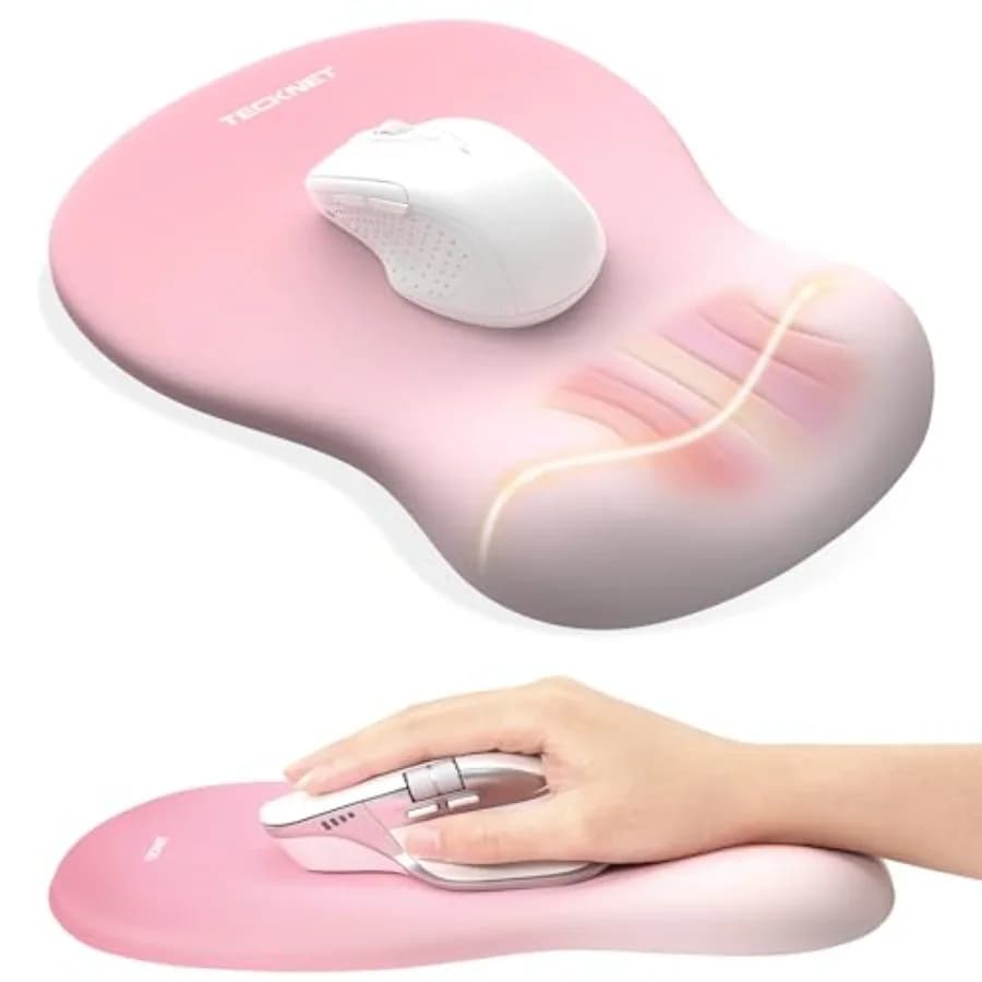 Tappetino Ergonomico per Mouse con Poggiapolsi, Mousepad in Memory Foam con Supporto per il Polso, Superficie Liscia, Concavo al Centro e Base Antiscivolo