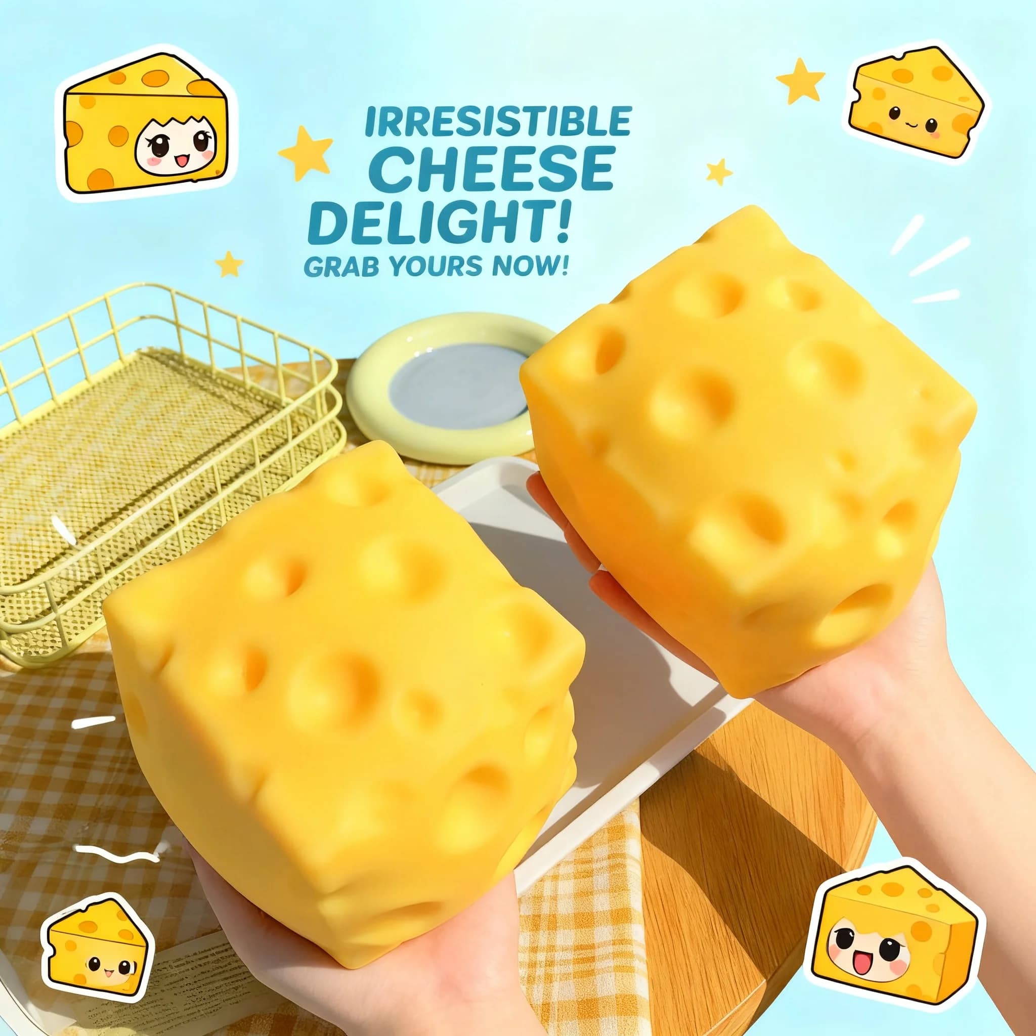 Giant Extra Large Cheese Squeeze Toy Slow Rebound Shapeable Squishy Fidget Venting Ball for Adults Gifts