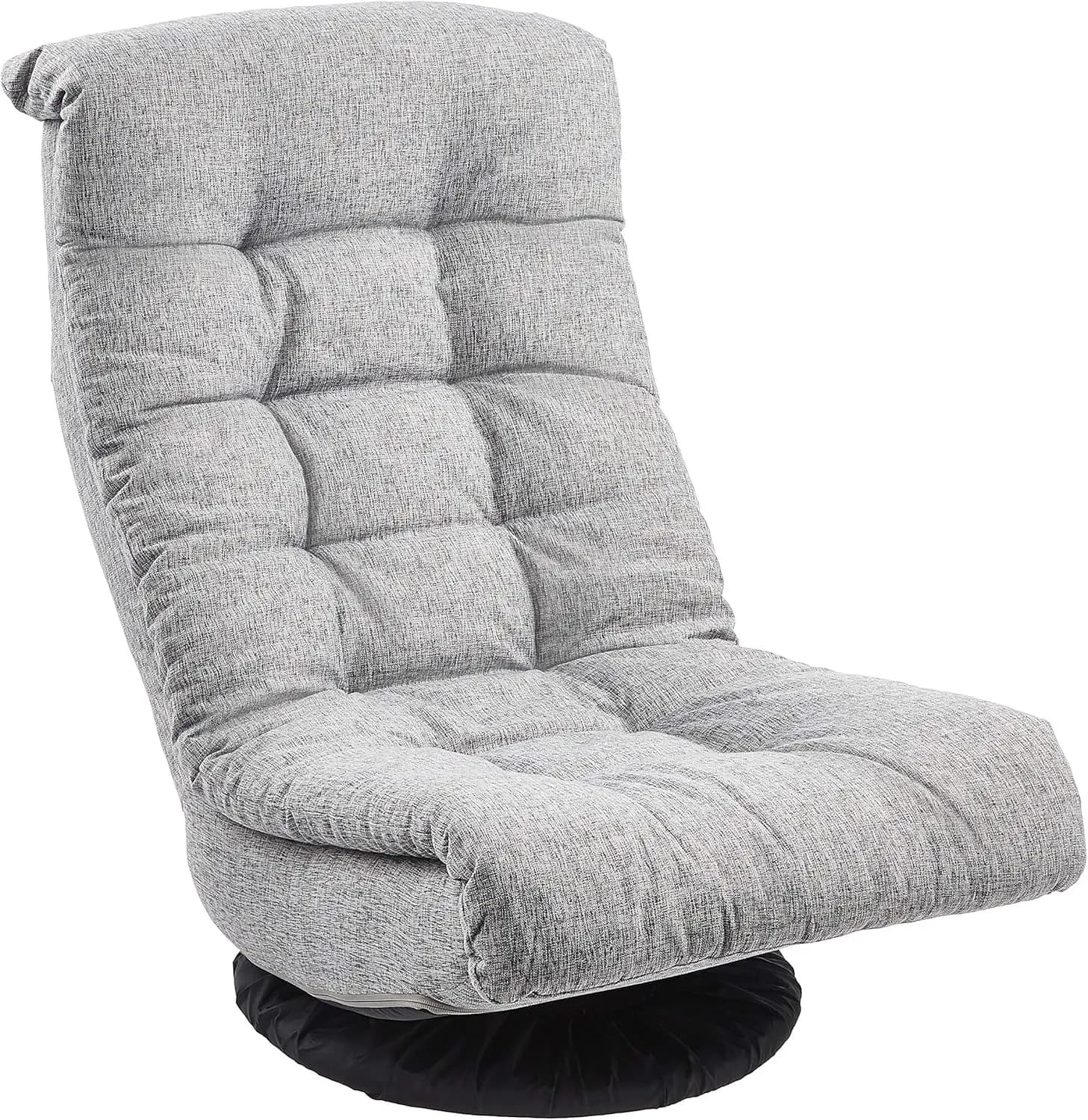 Poltrona lounge girevole in schiuma con poggiatesta, regolabile, compatibile con il pavimento, per gaming, grigia, 26,3 D x 23,5 L x 13,7 H pollici