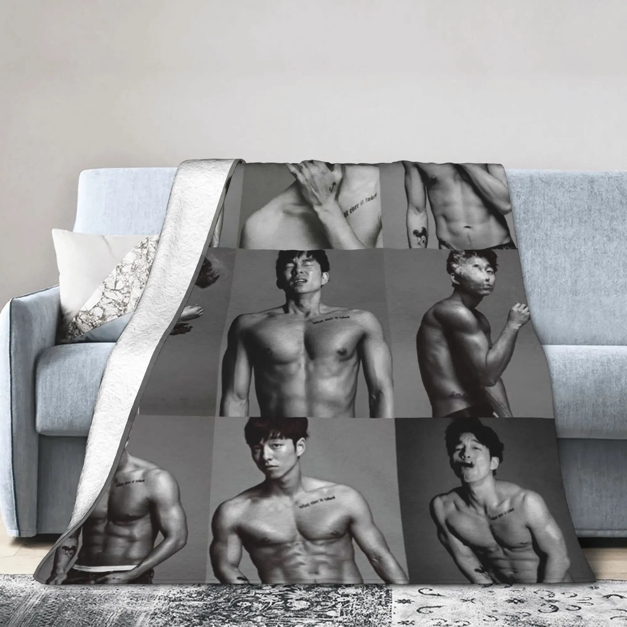 Gong Yoo Print Soft Blanket Travel Office Plush Throw Blanket Funny Bedroom Flannel Bedspread Sofa Bed Cover