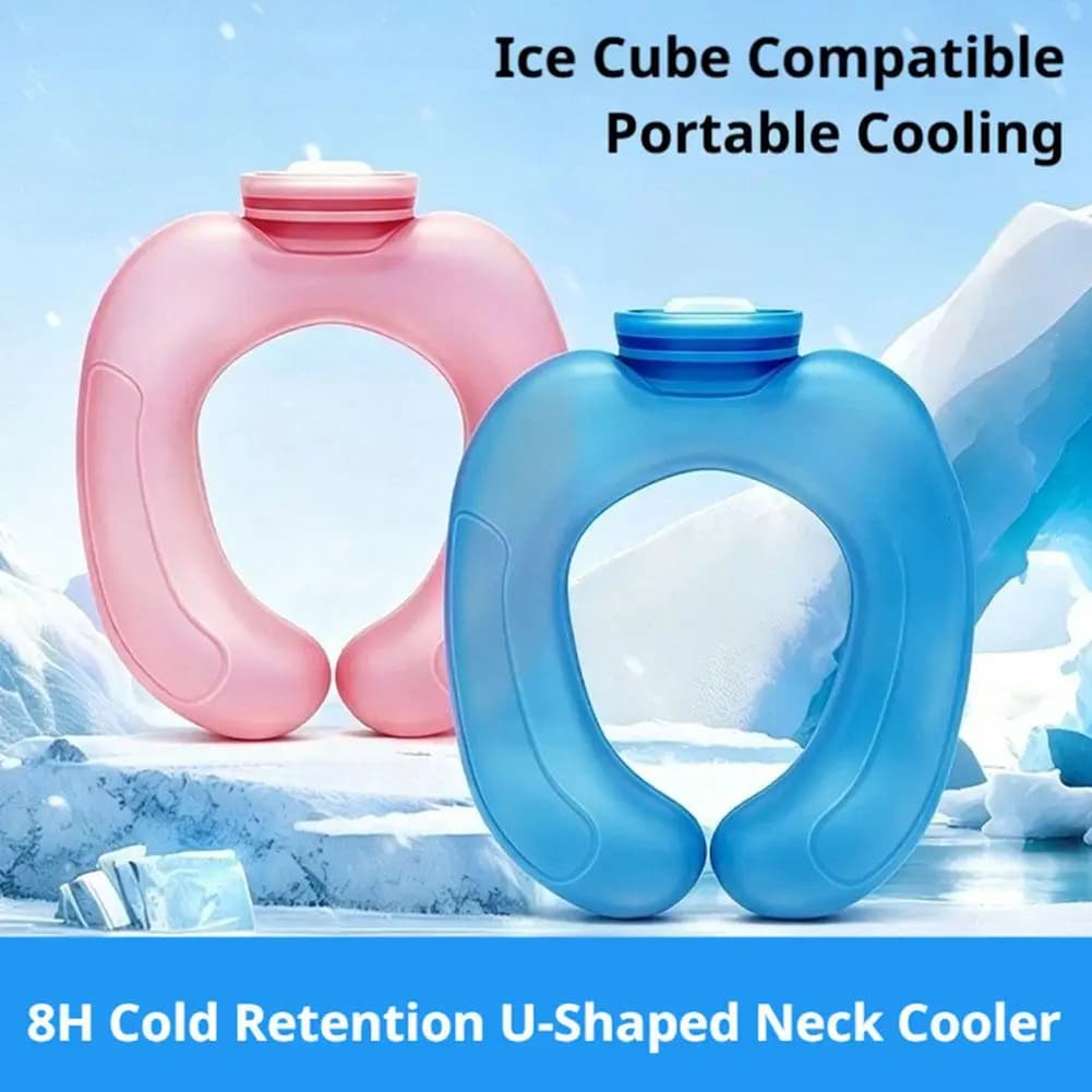 Summer Cool Water Injection U Neck Pillow Reusable PVC Neck Ice Pack Heat Relief Cervical Support Travel Cooling Neck Cushion
