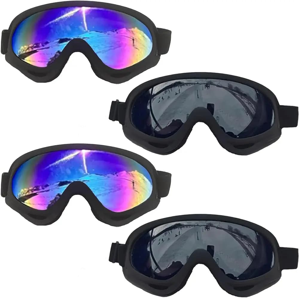 Occhiali da Sci, Set di 4 Occhiali da Neve e Snowboard per Uomini, Donne, Bambini e Ragazzi, Protezione UV per Sci e Sport Invernali