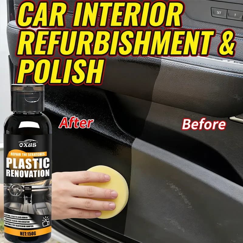 Rinnovatore per Plastica Auto e Cera Lucidante per Pneumatici, Lucidante Rinnovatore per Interni ed Esterni, Cura Cruscotto e Paraurti, Lucentezza a Lunga Durata