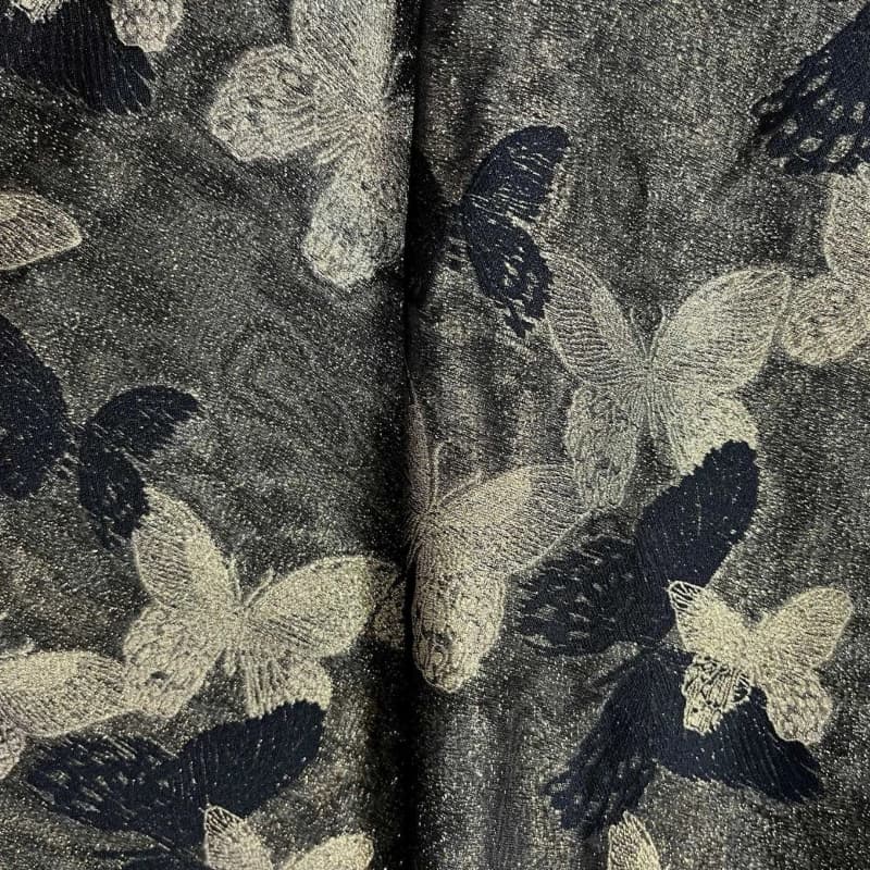Black Background Gold Thread Glittering Butterfly Fabric Jacquard Brocade Fabric for DIY Ethnic Women's Dress Bags