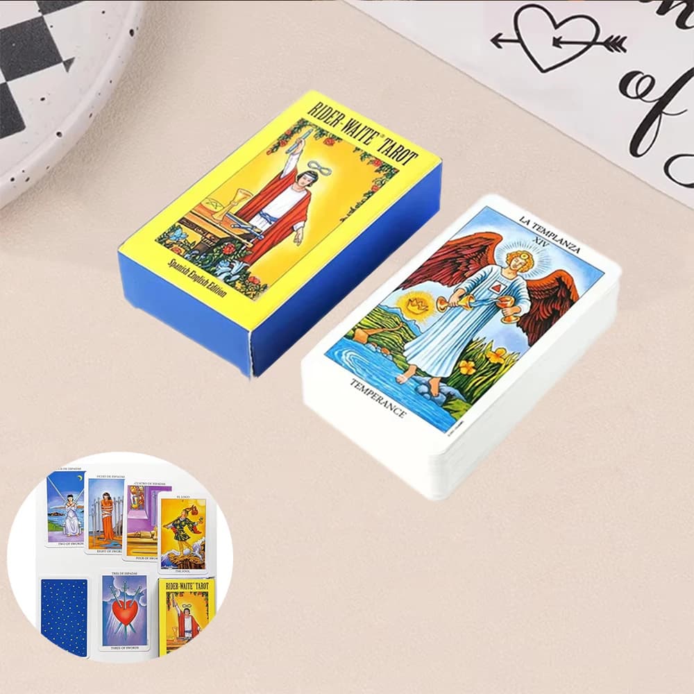 Vendita calda Rider Waite Tarocchi Carta Divinazione Uso personale Mazzo di tarocchi Versione inglese spagnola completa Mazzo di oracoli Gioco da tavolo per ragazze