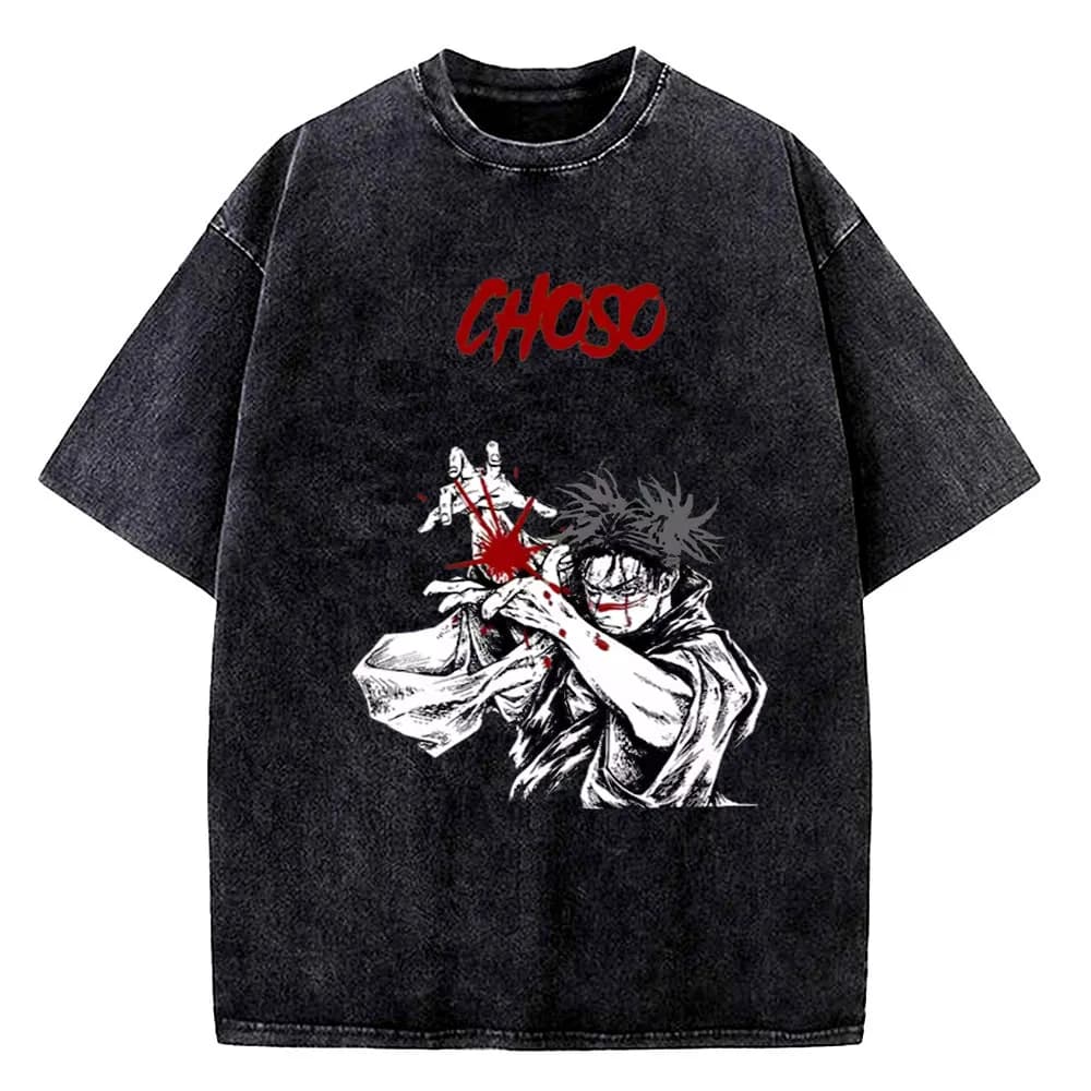 Choso Vintage Washed cotton men Pastel 2000s Retro aesthetic shirt harajuku Pop Culture streetwear aesthetic Digital Retro