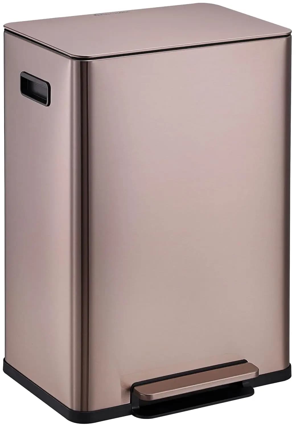 Cestino per Rifiuti da Cucina Rettangolare 60L con Apertura a Pedale, Coperchio a Chiusura Morbida, in Acciaio Inox, Grande Contenitore per Riciclaggio, Personalizzabile