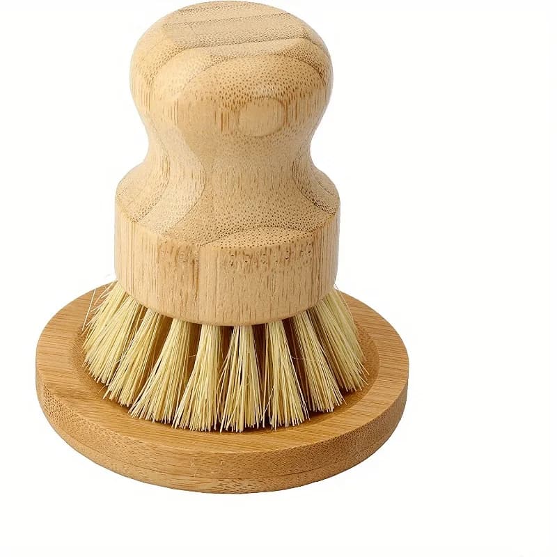 Bamboo Dish Scrub Brush Soap Dish Kitchen Wooden Dish Scrubber Cleaning Brush for Washing Dish Cast Iron Pan Pot