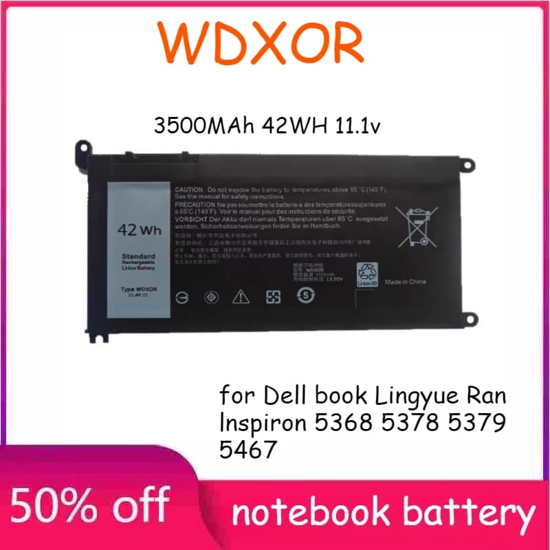 WDXOR 3500mAh Batteria Del Computer Portatile per Dell Libro Lingyue Ran Lnspiron 5368 5378 5379 5467 5468 5471 5480 5488 5565 5567 5568 5570