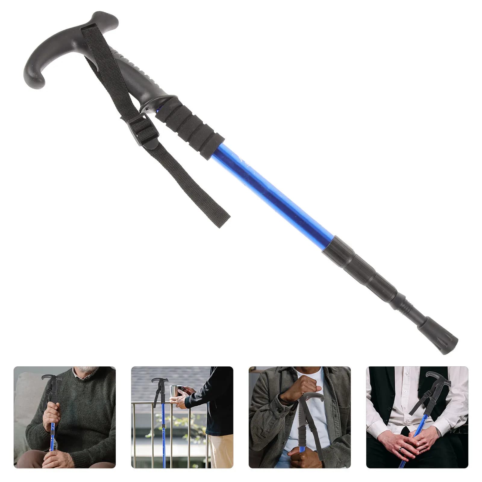 Adjustable Aluminum Alloy Walk Stick, Anti-slip Trekking Stick, Hiking Stick Resistant to Huge For Elderly
