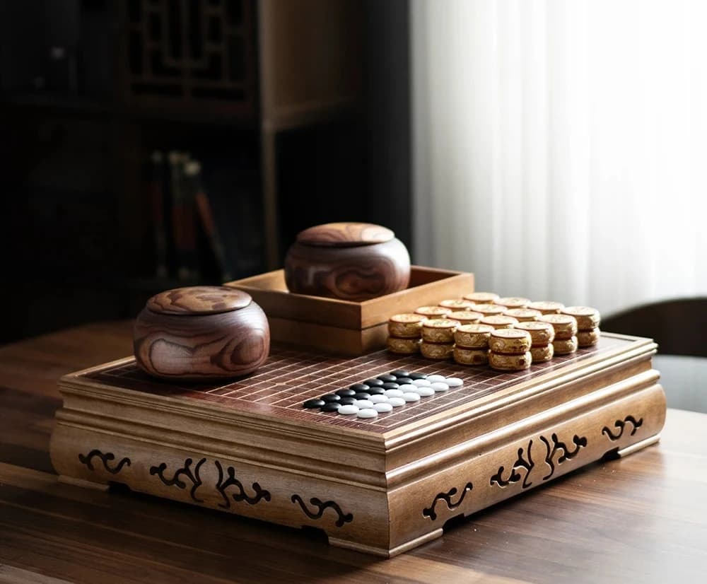High-end walnut adult solid wood Go backgammon board set Yunzi chess two-in-one table for children to learn
