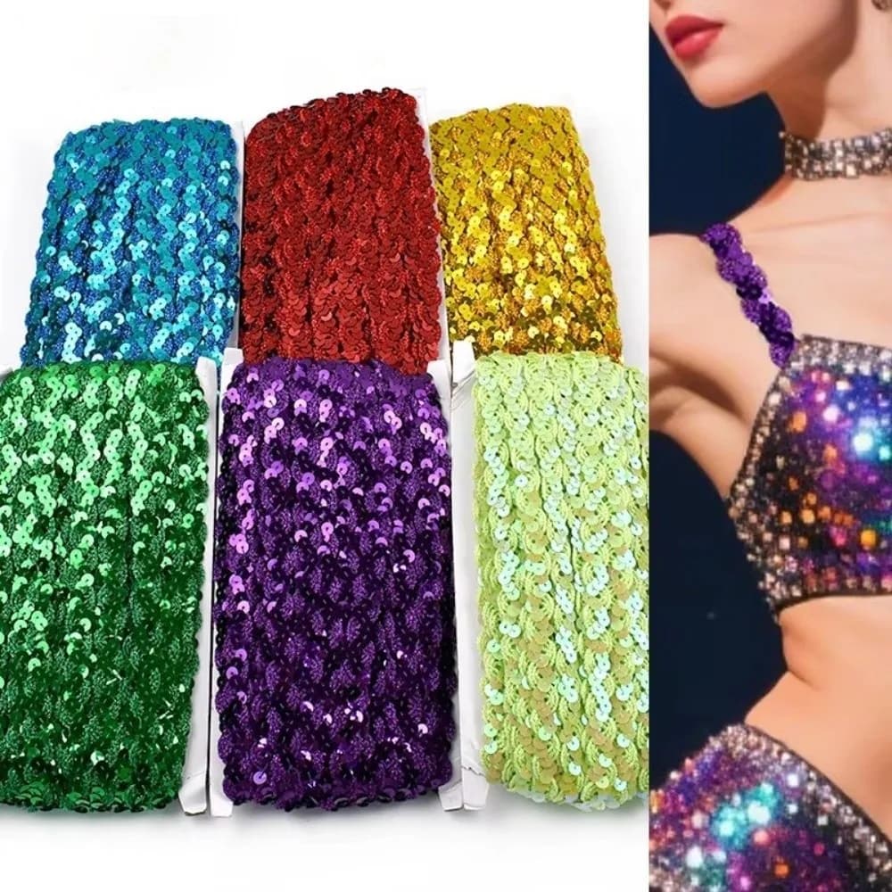 Garment Accessories 5 Yards Sequin Lace Braided Band 15MM DIY Sewing Ribbon Dress Wedding Tape Decor Sewing Supplies