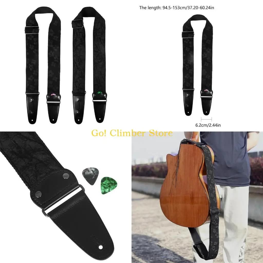 Q84C Tracolla per chitarra regolabile Tracolla allargata Tracolla per chitarra in pelle per basso, chitarra elettrica e acustica