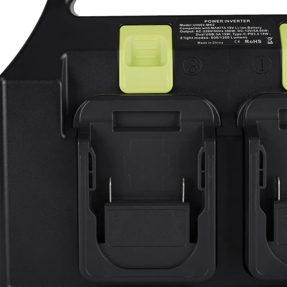 Multifunction 1 PCS Dual Sine Wave Inverter To AC 220V USB PD3.0 Tpye-C Power Bank Converter With Light For 18V Battery