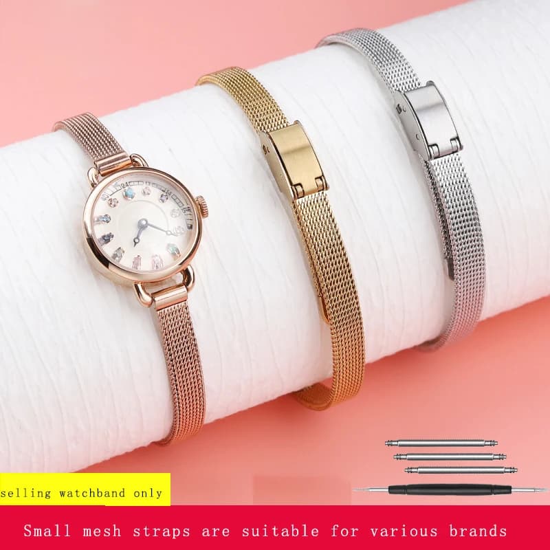 Bracelet 6 mm 8 mm 10 mm 12 mm 14 mm for Rosemont Julia Olivia Burton women's watch strap with Milan stainless steel mesh strap