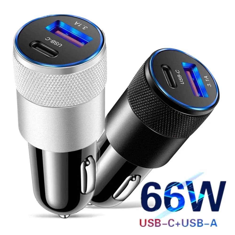 Adattatore USB per Auto da 66W caricabatteria da Auto Super veloce accendisigari PD caricabatteria da Auto USB accessori per ricambi Auto per iPhone Xiaomi Samsung